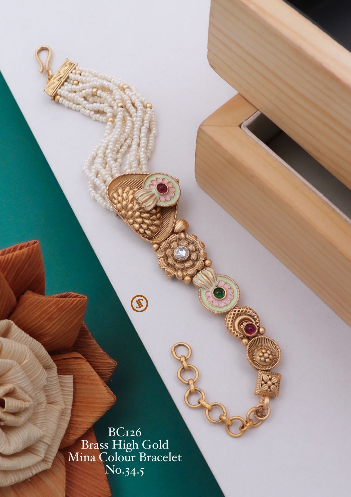 Wedding Wear Brass High Gold Mina Colour Bracelets
